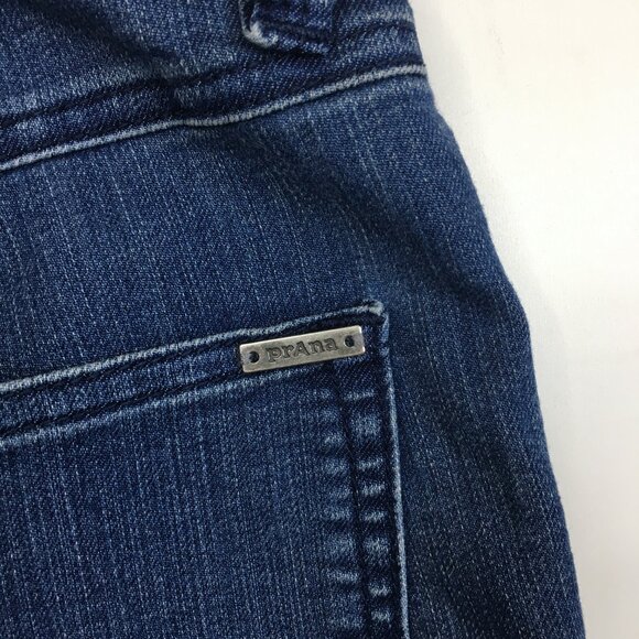 PRANA Medium Wash Organic Cotton Blend 5 Pocket Logo Button Jeans - Picture 9 of 12